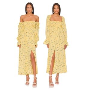 WeWoreWhat Smocked Maxi Dress Yellow Floral NWOT